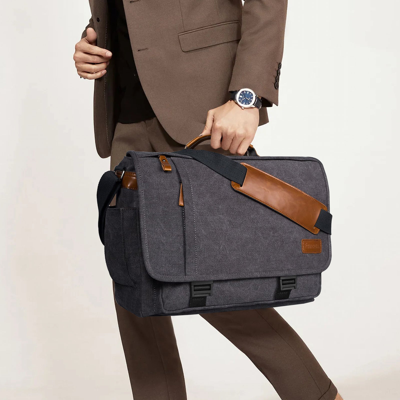 Estarer Large Laptop Messenger Bag Dark Grey