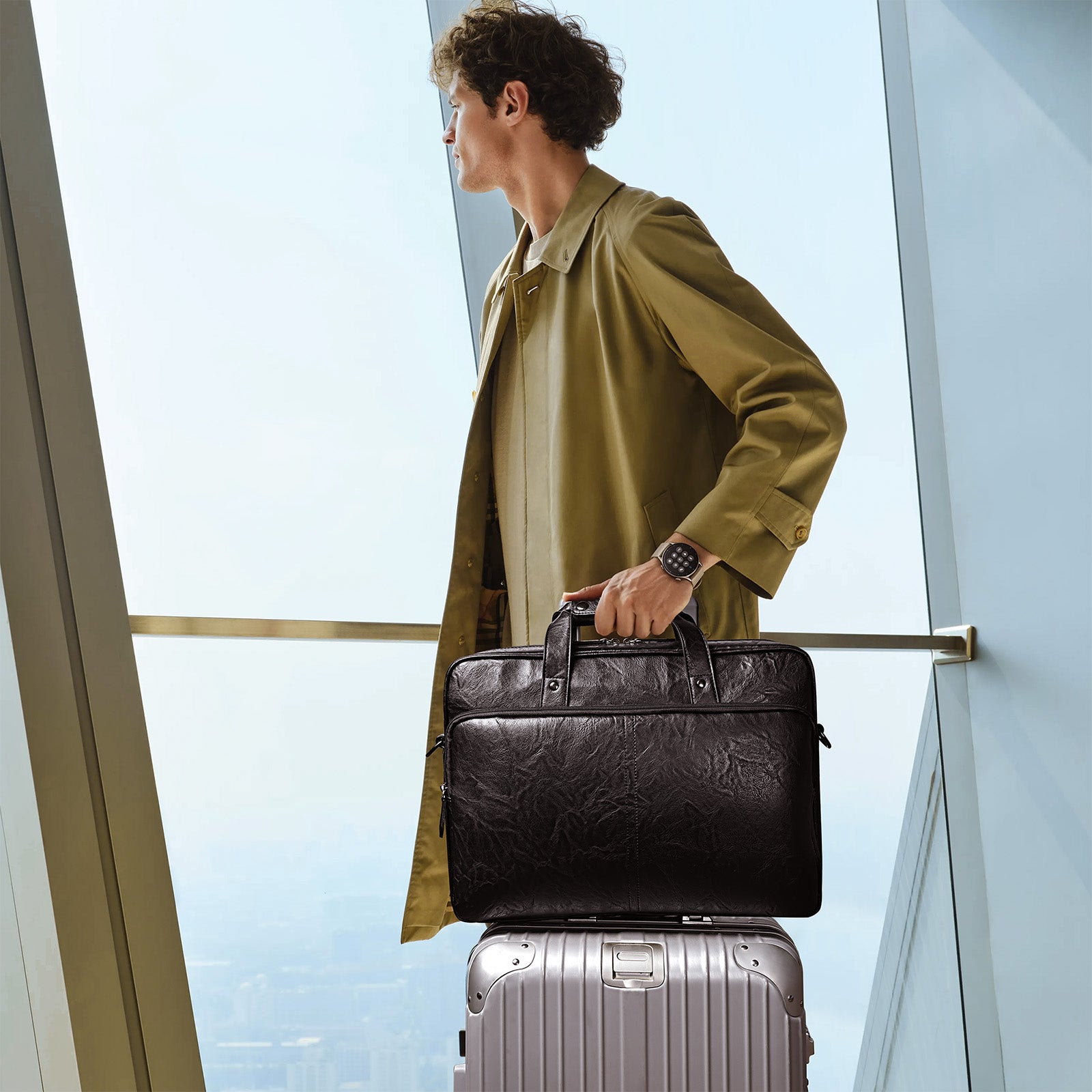 BERTASCHE LEATHER LAPTOP BRIEFCASE